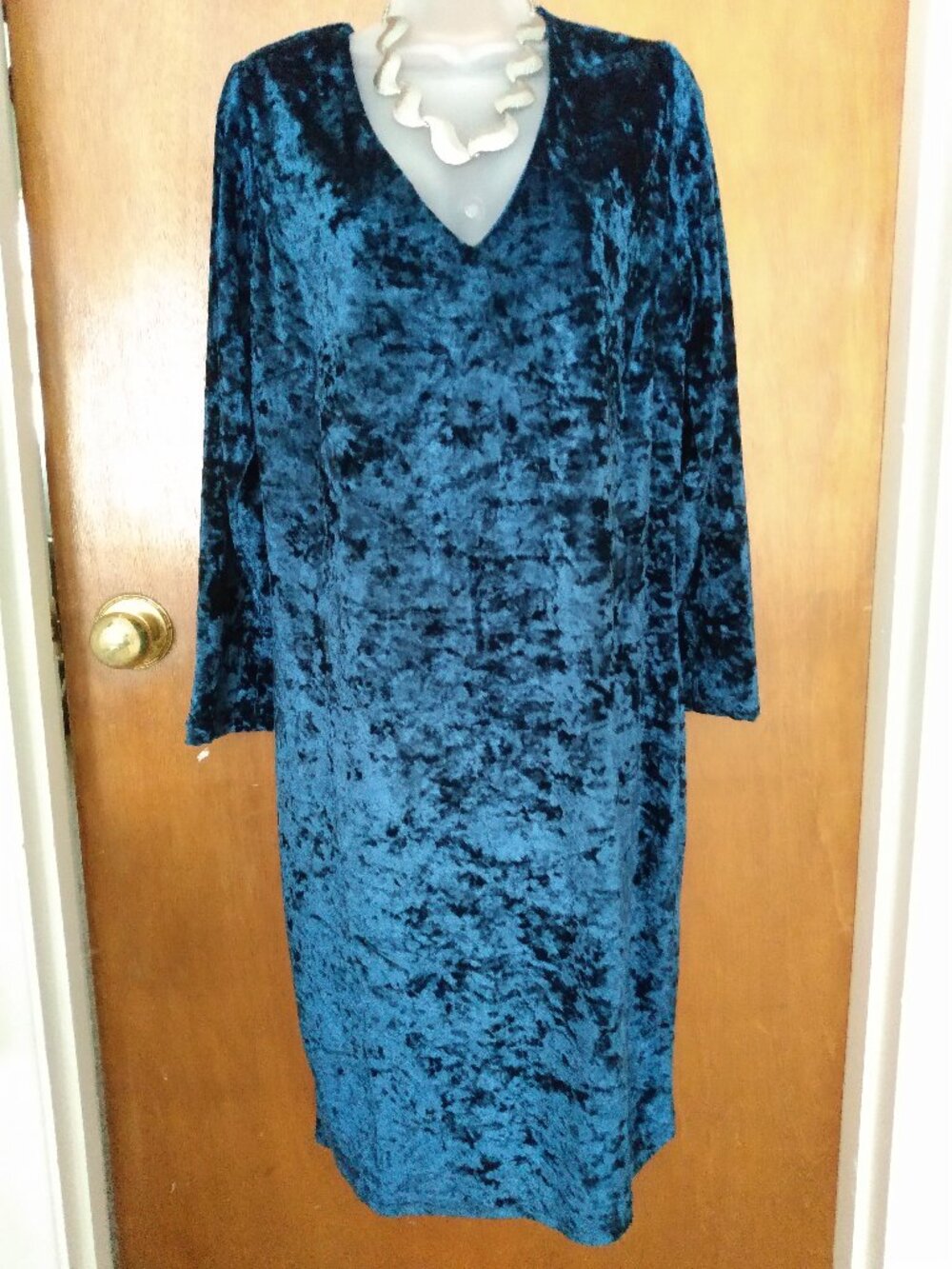 New Look Crushed Velvet Navy Blue Dress Body Con With Adjustable Back ~ NWT